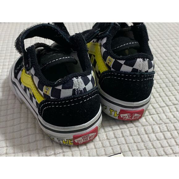 Vans Kids Sneakers Checkerboard Yellow Stripe Blue Sole Size 4 - Picture 7 of 9